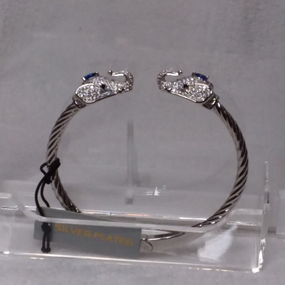 Elephant Heads Silver Plated Bracelet
